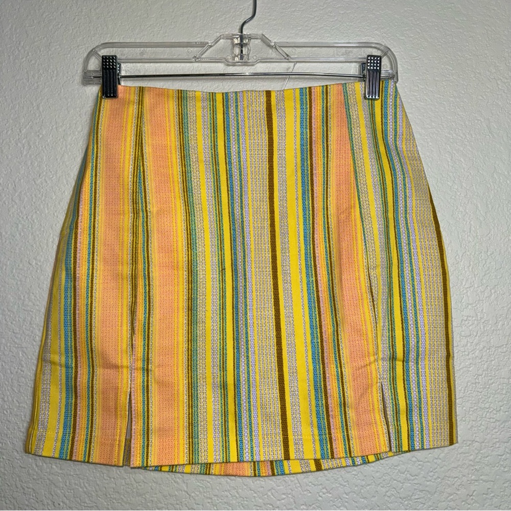 Love on a Hanger 5 Striped Mini Skirt Multi Color Cotton Stretch Boho Artsy NWOT